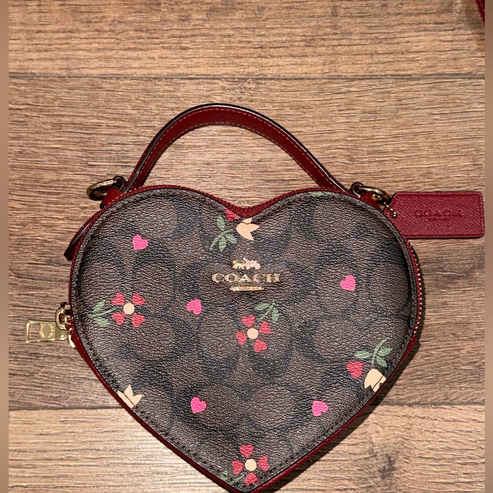 Coach Heart-Shaped Brown and Pink Clutch